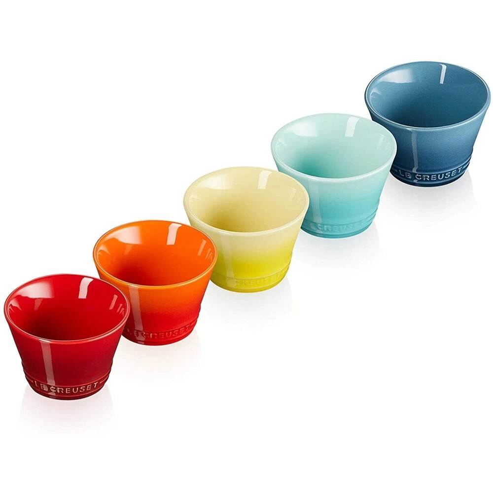 Le Creuset Stoneware Neo Small Ball Bowl Set of 5 Dinnerware Japan Rainbow NEW